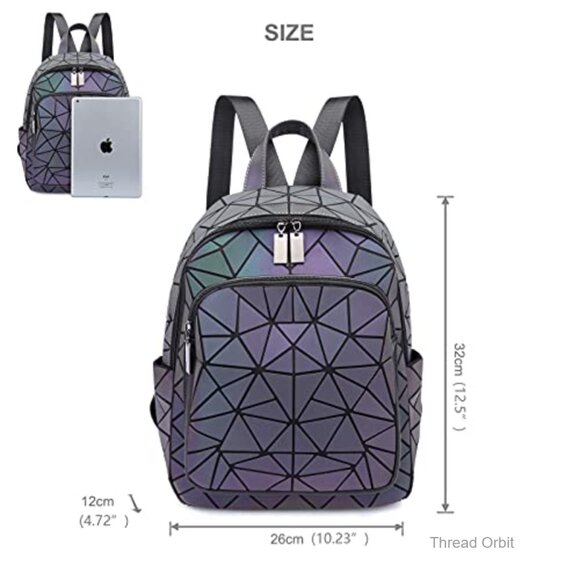 Large Capacity Holographic Reflective Luminous Backpack Daypack for Women main image 5